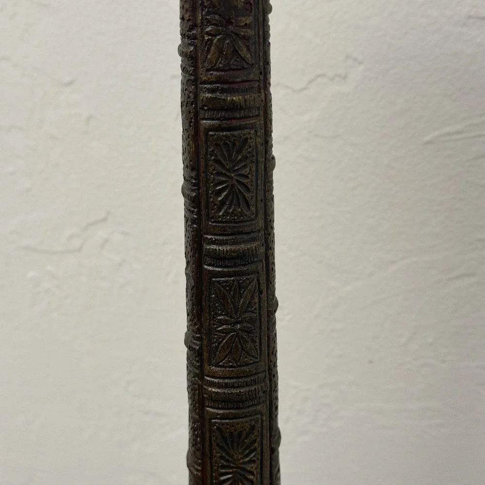 Vintage Lighting TYNDALE TABLE LAMP Palm Tree Solid Brass Stacked Antique Books